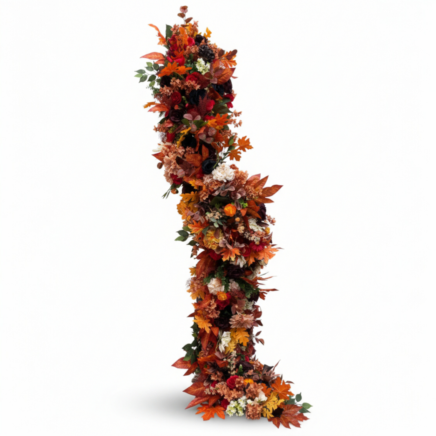 idnight Harvest Floral Garland Luxury Gothic Autumnal Runner with White Pumpkins