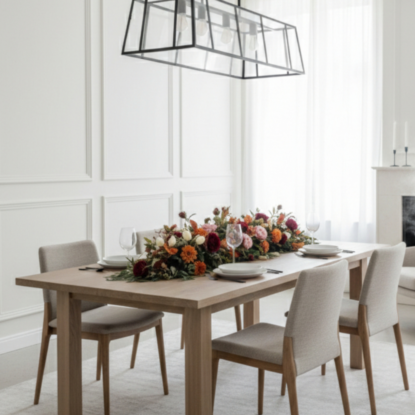 Harvest Moon Floral Swag Luxury Autumnal Arrangement with Velvet Pumpkins
