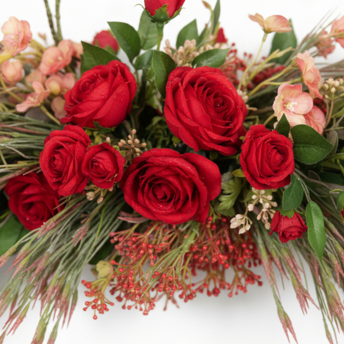Scarlet Cascade Floral Wall Installation Luxury Autumnal Mantle Arrangement