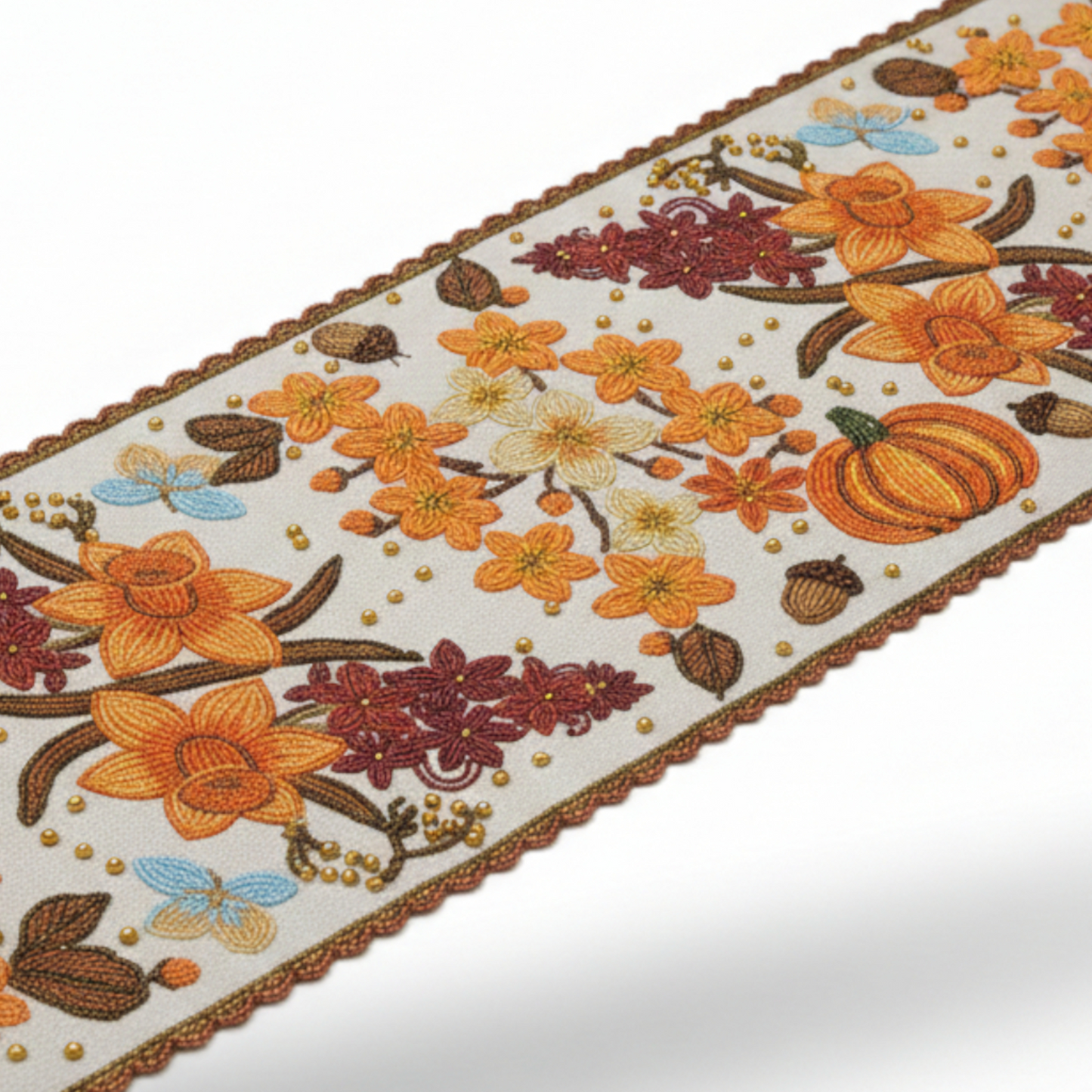 Artisanal Botanical Runner for Autumn Table Decor