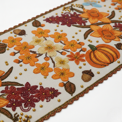 Artisanal Botanical Runner for Autumn Table Decor